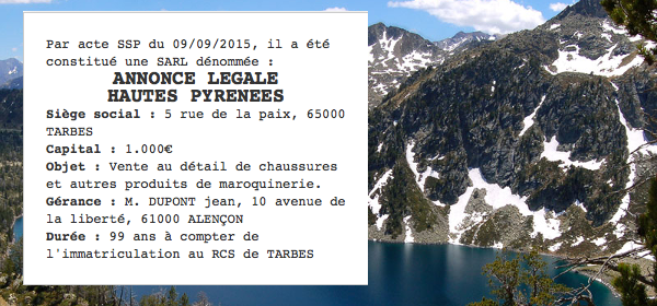 Annonces Légales Hautes Pyrénées 65 Journaux Officiels